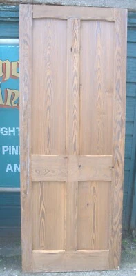 £99 • Buy 5096 Heavy Late Victorian Stripped Pitch Pine Four Panel Door 6 Of 6