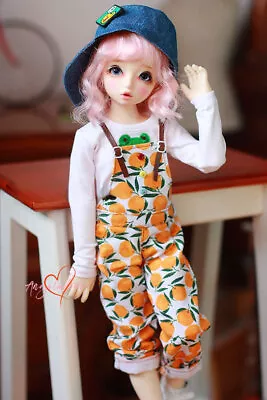 1/6 1/4 BJD Bib Overall Suspender Pants Dungarees Doll Clothes Orange Printing • $21.83