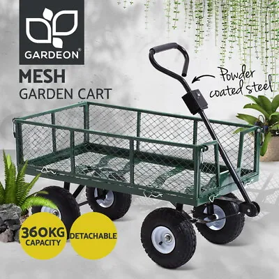 Gardeon 360kg Mesh Garden Cart Steel Removable Sides Trolley Wagon ATV Trailer • $144.95