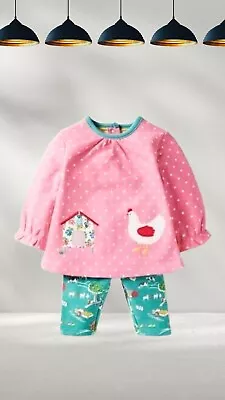 Ex Baby Boden Farm Animals Top & Leggings Set In Pink Farmyard (A Bit Defect) • £8.21