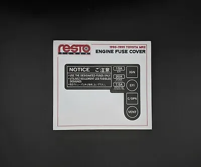 1990-99 Toyota MR2 MK2 SW20 Engine Bay Fuse Box Cover Reproduction Decal  • $12.49