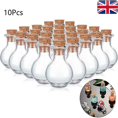 10 * Mini Glass Vials With Cork Top Tiny Bottles Little Empty Jars Mini Bottles • £4.67