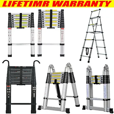 2.6-6.2m Telescoping Ladder Extension Collapsible Ladders Aluminum Step Ladder • $85.83