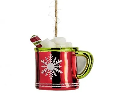 Pottery Barn Mercury Glass HOT CHOCOLATE Mug Christmas Holiday Ornament 1 Each • $18.94