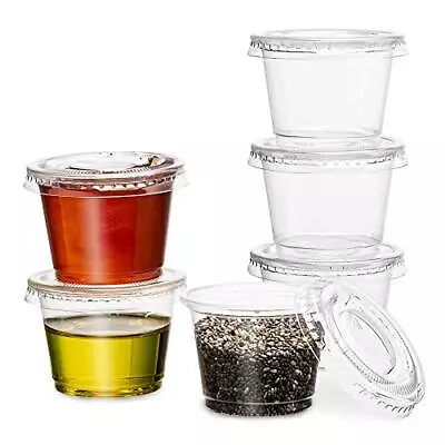 Clear Disposable Plastic Portion Cups With Lids (100 Sets - 1 Oz) • $13.11