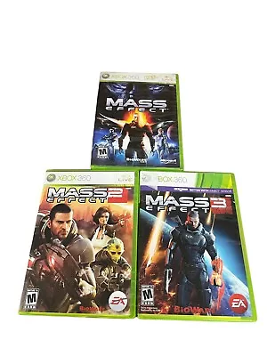 Microsoft Xbox 360 CIB Complete TESTED Mass Effect 1 2 & 3 Trilogy BUNDLE LOT • $11.99