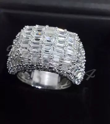 3Ct Baguette Cut Lab-Created Diamond Cluster Men's Ring 14K White Gold Plated • $184.33