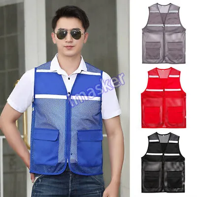 Mens Women Mesh Reflective Safety Waistcoat Vest Tank Gilet Top Workwear Fashion • $25.14