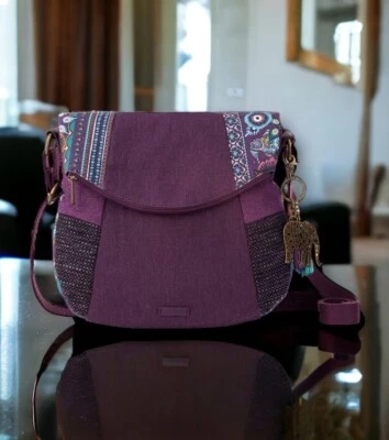 Sakroots World Foldover Sling Crossbody Purse Messanger Bag Purple PETA Vegan • $124.22
