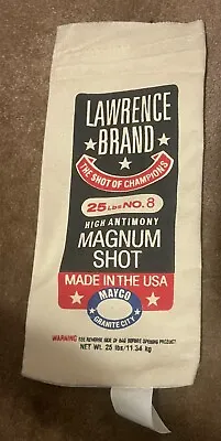 Lawrence Brand 25 Lbs NO. 8 Chilled Lead Shot Vintage Empty Canvas Bag 👀 • $8.88