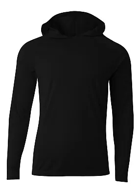 A4 N3409 Mens Long Sleeve Moisture Wicking Cooling Performance Hooded T-Shirt • $17.08