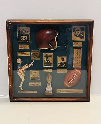 VTG Pro Football Display Case / Shadow Box  W / Thorpe Baugh Nagurski Hutson! • $50
