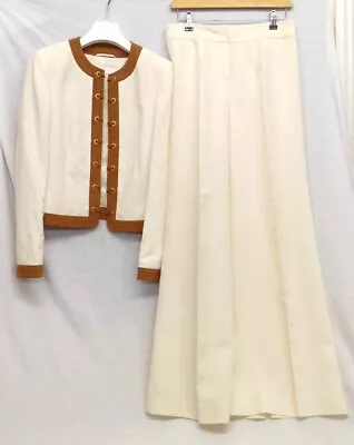 Womens ESCADA  Cream 2 Piece Suit Silk/Linen Size 36 - CG BA7 • £26.55