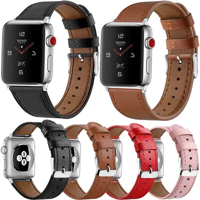 $14.99 • Buy For Apple Watch IWatch Genuine Leather Band Series 8 7 6 Strap 38/40/41/42/44/45