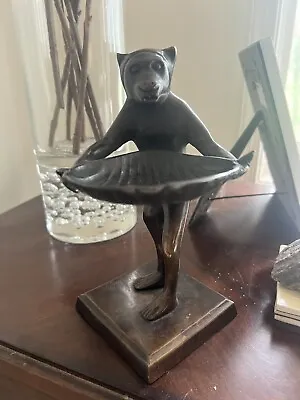 Bronze Metal Monkey Holding Tray Vintage Figurine • $105