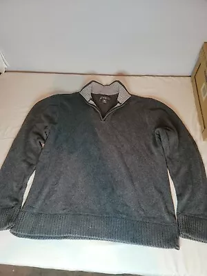 Eddie Bauer 1/4 Zip Sweater XL Gray Pullover Cotton Wool Blend EUC • $19