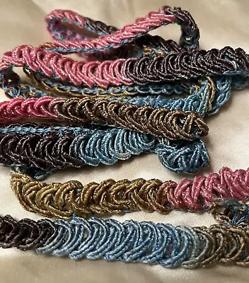 Vintage Passementerie Braid Trim Blue PlumBrownGold 48 X1/2  • $8.99