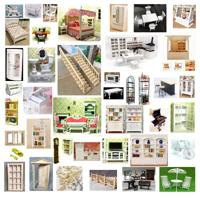 Lot Doll House Bedroom Kitchen Living Room Bathroom Garden Furniture Scale Model • £11.78