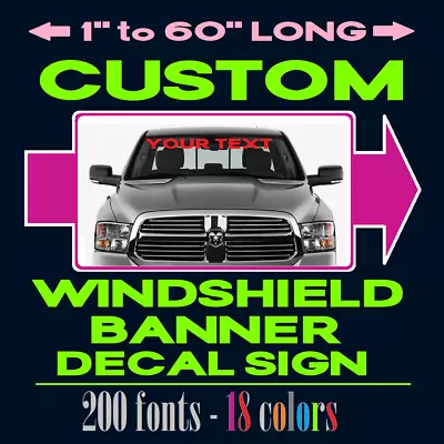 $34.99 • Buy Custom Decal Vinyl Lettering Personalized Banner Windshield Sign Text Car Truck