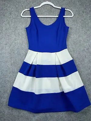 SoPrano NWT Dress Women Small Cobalt Blue Stripe A Line Flare Sleeveless Pleated • $25.89