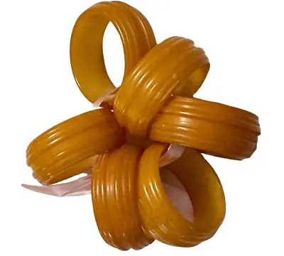 6 (SIX) Butterscotch BAKELITE Grooved NAPKIN RINGS Tested & Guaranteed • $59.99