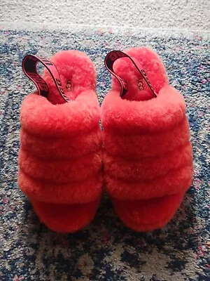 Womens UGG  PLUSH Orange Shearling Slipper Shoes Size 7 Brand New • $18.99