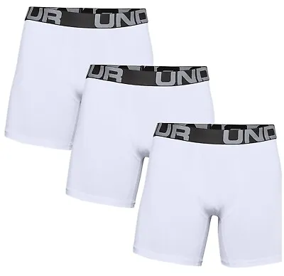 Under Armour Charged Cotton 6  Boxer Jock Briefs Underwear 3 PACK WHITE MEDIUM • $32.99