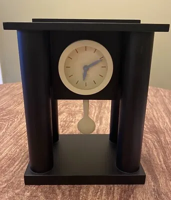 Michael Graves Ebonized Wood Black Mantle Clock W/Pendulum NICE! • $250