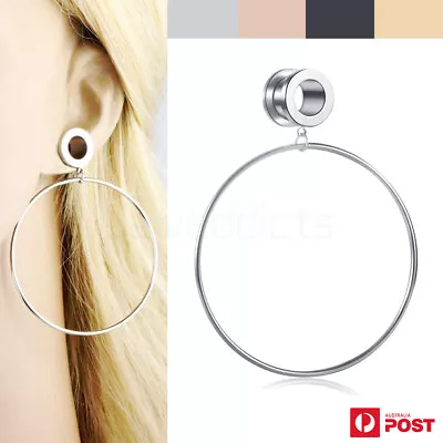 1Pair Ear Tunnel Surgical Steel Hoop Ear Plug Dangle Expander Stretcher Piercing • $9.99