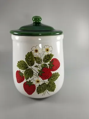 Vintage McCoy USA #133  Strawberry Fields Country Large Canister  Jar • $25.60