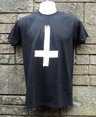 Inverted Cross T Shirt Black Goth Rock Men's T Shirt • £4.59