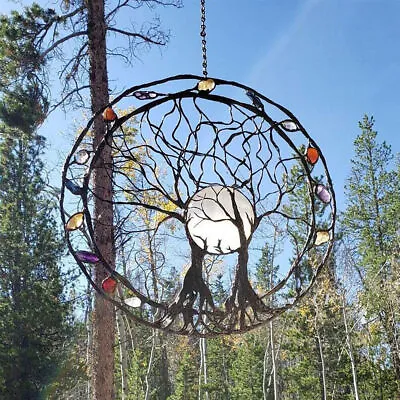 Circle Of Life Metal Tree Sculpture Garden Hanging Wall Ornament Holiday Decor • $14.90