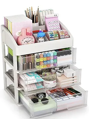 Desk Storage Organizer With 3 Drawers For Makeup School Office Desk • $15