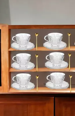 Coffee Cup Set Espresso Cups 6pcs Saucers Spoons Hot Drinks Home Gift • £19.99