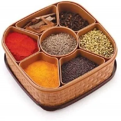 Plastic Square 7 Sections Multipurpose Masala Rangoli Dabba Box Set Spice Box S • $16.99