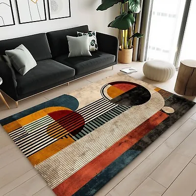 Abstract Geometry Rectangle Rug Modern Area Rug Geometric Design Home Decor • $116.40