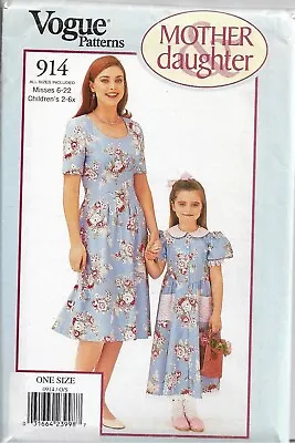 Vogue Mother & Daughter Pattern #914-Misses Dress (6-22) Child's Dress( 2-6x) • $7.95