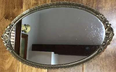 Vintage Matson Vanity Mirror Tray Filigree W/Roses 16.5” X 9.5” • $52