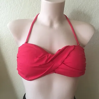 La Blanca Women Red Twist  Bikini Top Padded Tie Back Halter Swim - Great Size 6 • $9.34