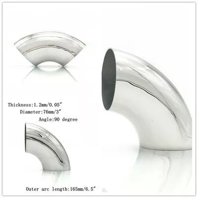 £6.79 • Buy Excellent 3 Inch 201 Stainless Steel 90 Degree Bend 76mm Elbow Exhaust Pipe
