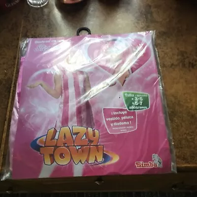 Lazy Town Pink Stephanie Costume Fancy Dress With Pink Wig Hairband Age 5-7 New • £10