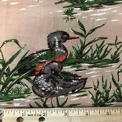  Unbranded Fabrics Ducks Cattails Mallards 36 X BTHY Cotton Quilting Tan F930 • $5.49