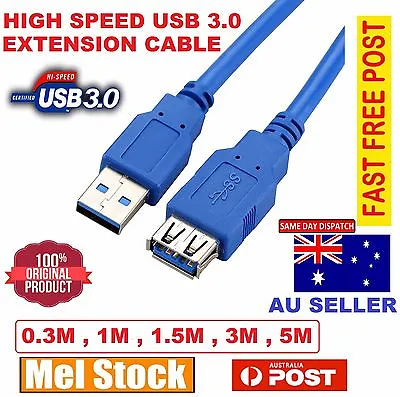 $7.99 • Buy USB 3.0 Super Speed Extension Cable Type A Male To Female Extention Cord Lead