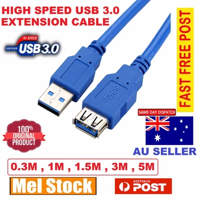 $7.99 • Buy USB 3.0 Super Speed Extension Cable Type A Male To Female Extention Cord Lead