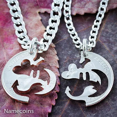 I Love You To The Moon And Back Necklace Couples Jewelry Necklaces Cut Coin • $99.99