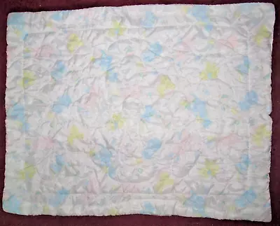 Vintage Baby Blanket: Pastel White/Yellow/Blue 41  Long X 32  Wide (797) • $19.99