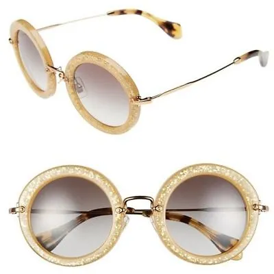 MIU MIU Noir Round Sunglasses In Yellow Glitter SMU 13N • $199