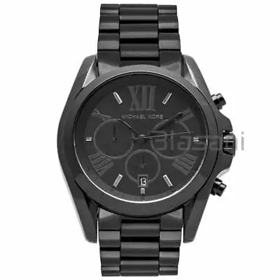 Michael Kors Original MK5550 Unisex Bradshaw Black Stainless Chrono Watch 43mm • $115