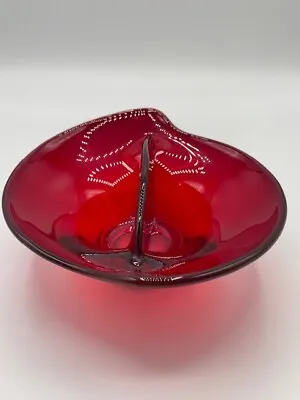 Viking Glass #1160 Epic Ruby Red Oblong Divided Relish  Tray/Dish 7  • $15