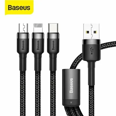 Baseus 3 In 1 Multi USB Charger Charging Cable Cord For IPhone IOS Micro Type-C • $8.09